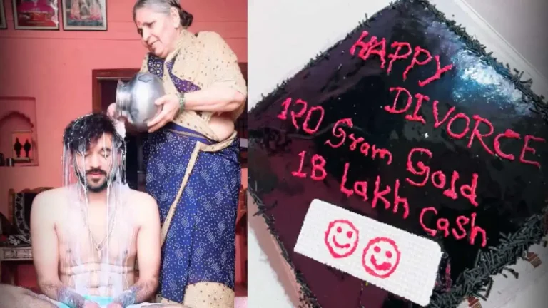 mother-and-son-celebrate-divorce by-cutting-cake