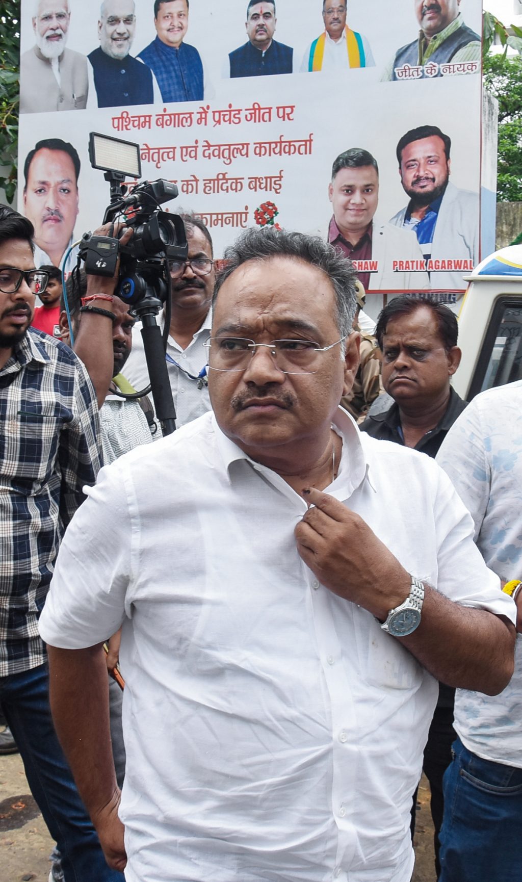 West Bengal BJP President Samik Bhattacharya arrives to attend party leaders' meeting
