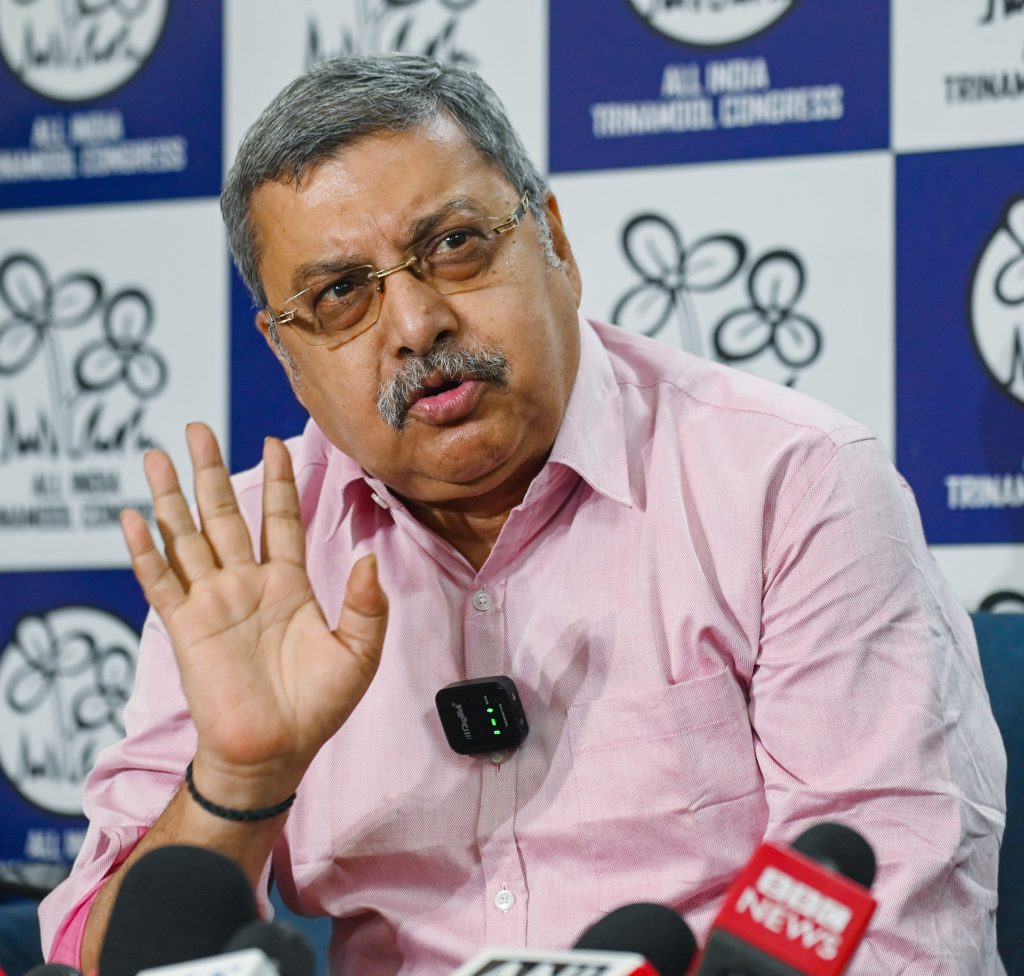 TMC MP Kalyan Banerjee speaks during a press conference