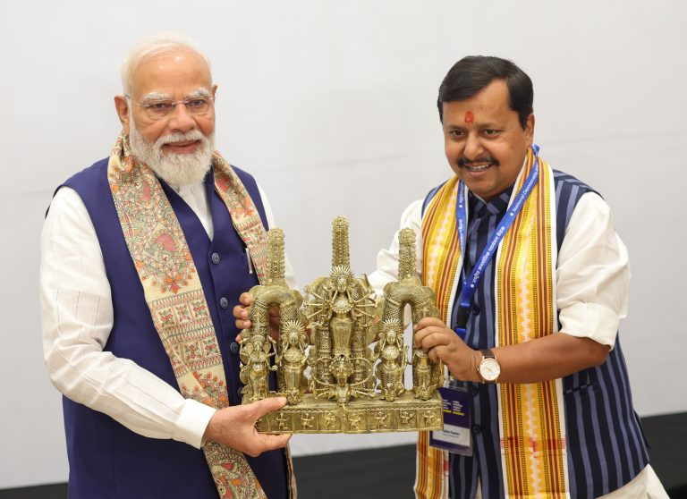 PM Modi is being felicitated by the BJP National President Nitin Nabin