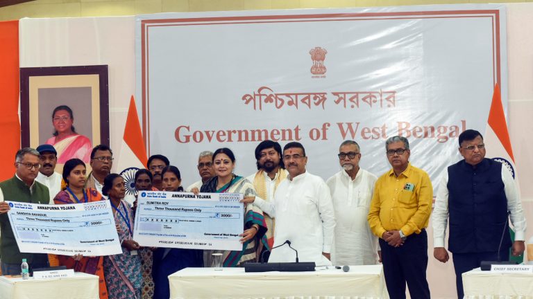 Cheque distribution programme to the beneficiaries of the Annapurna Yojana 2026 in Howrah