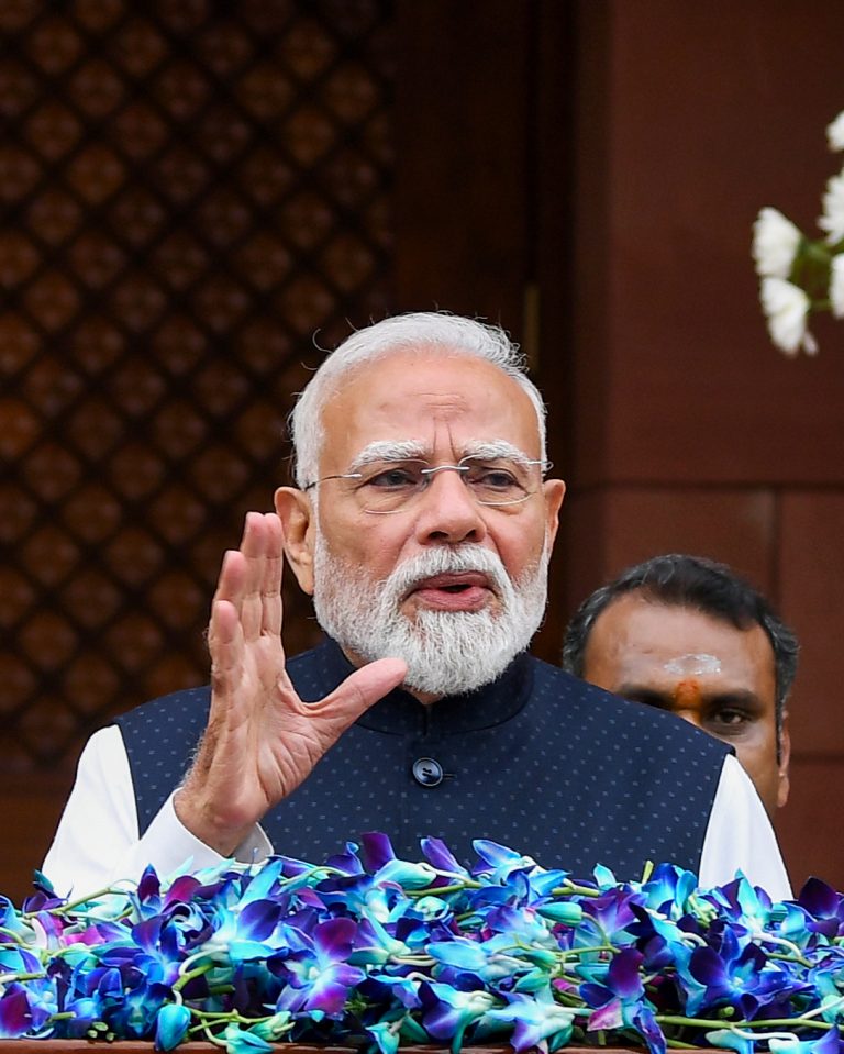Prime Minister Narendra Modi addresses the media on the first day of the Monsoon Session of Parliament