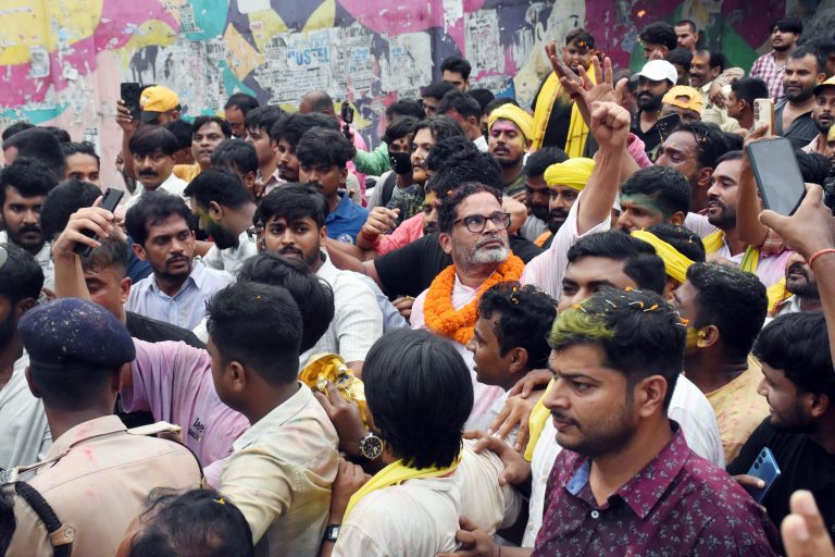 Jan Suraaj Chief Prashant Kishor during victory march after winning the Bankipur Assembly by-election