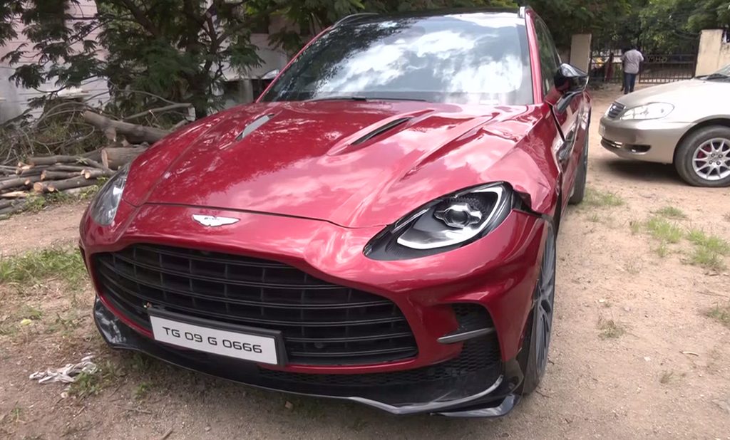 Cyderabad police seize the Aston Martin car driven by Lingamani Sanjush
