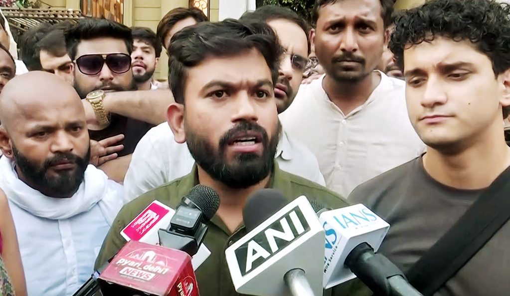 CJP founder Abhijeet Dipke speaks to the media in New Delhi